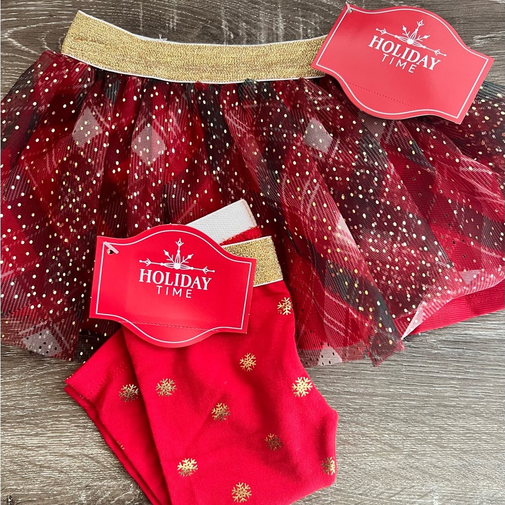 Holiday Time Girls Christmas TuTu and Matching Leggings.  NWT